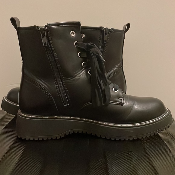 Madden Girl by Steve Madden white stitch combat boots - Picture 3 of 4